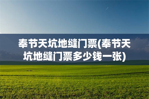 奉节天坑地缝门票(奉节天坑地缝门票多少钱一张)