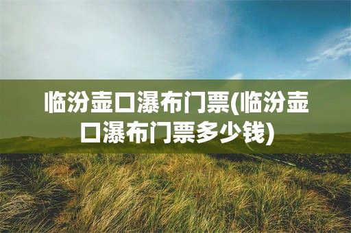 临汾壶口瀑布门票(临汾壶口瀑布门票多少钱)