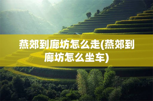 燕郊到廊坊怎么走(燕郊到廊坊怎么坐车)