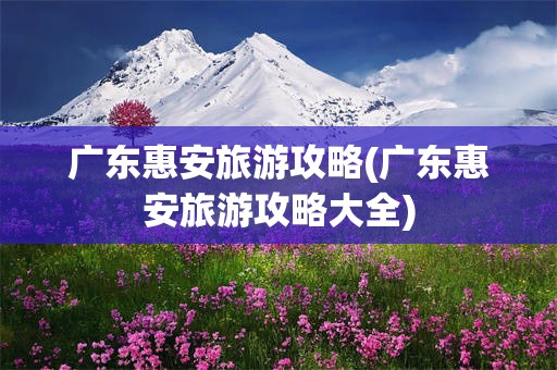 广东惠安旅游攻略(广东惠安旅游攻略大全)
