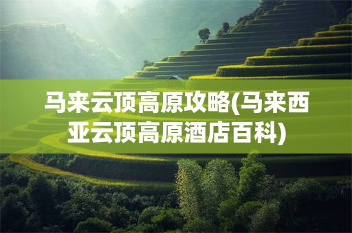 马来云顶高原攻略(马来西亚云顶高原酒店百科)