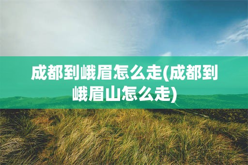 成都到峨眉怎么走(成都到峨眉山怎么走)
