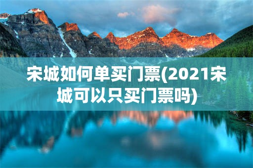 宋城如何单买门票(2021宋城可以只买门票吗)