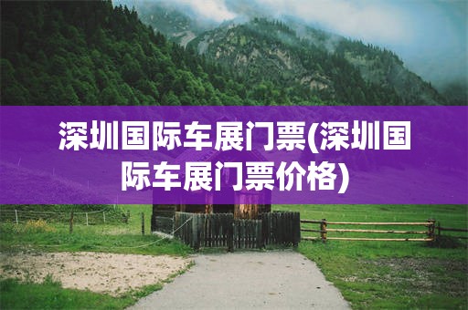 深圳国际车展门票(深圳国际车展门票价格)