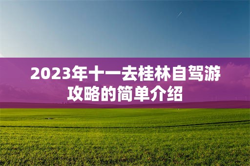 2023年十一去桂林自驾游攻略的简单介绍