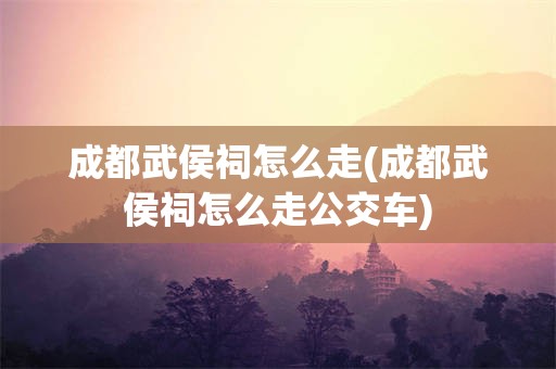 成都武侯祠怎么走(成都武侯祠怎么走公交车)