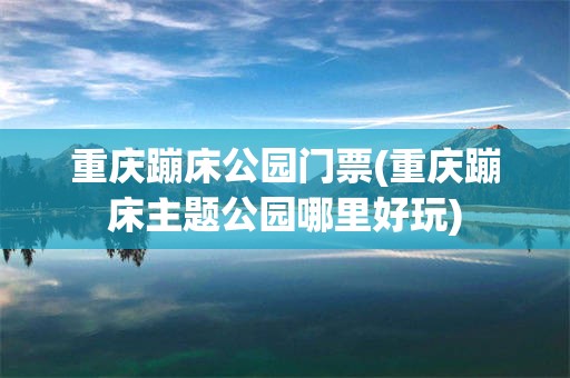 重庆蹦床公园门票(重庆蹦床主题公园哪里好玩)
