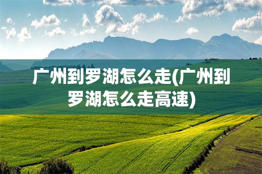 广州到罗湖怎么走(广州到罗湖怎么走高速)