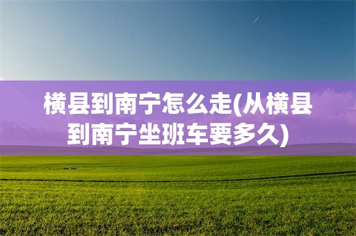 横县到南宁怎么走(从横县到南宁坐班车要多久)
