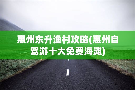 惠州东升渔村攻略(惠州自驾游十大免费海滩)