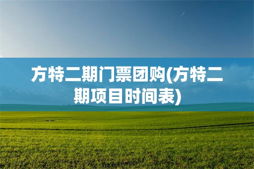 方特二期门票团购(方特二期项目时间表)