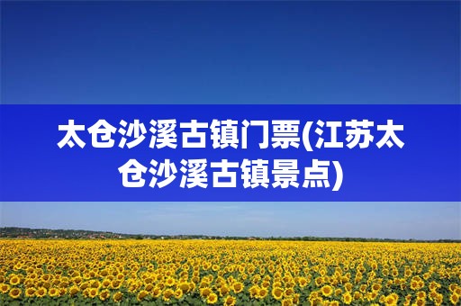 太仓沙溪古镇门票(江苏太仓沙溪古镇景点)