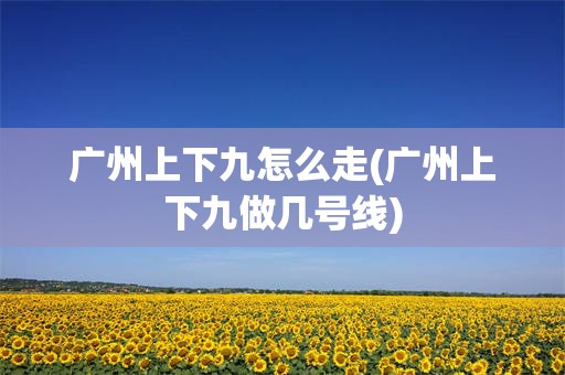 广州上下九怎么走(广州上下九做几号线)