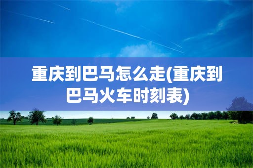 重庆到巴马怎么走(重庆到巴马火车时刻表)