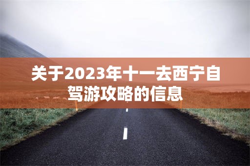 关于2023年十一去西宁自驾游攻略的信息