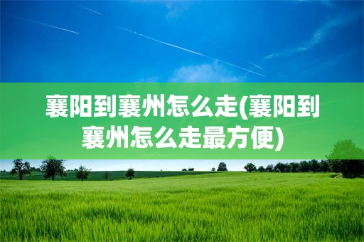襄阳到襄州怎么走(襄阳到襄州怎么走最方便)
