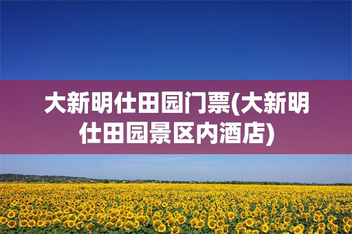 大新明仕田园门票(大新明仕田园景区内酒店)