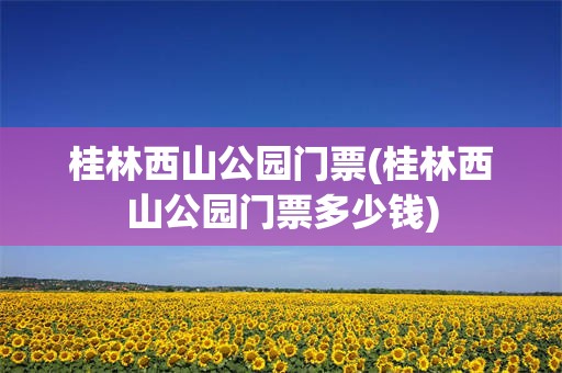 桂林西山公园门票(桂林西山公园门票多少钱)