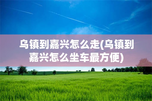 乌镇到嘉兴怎么走(乌镇到嘉兴怎么坐车最方便)