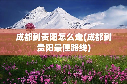 成都到贵阳怎么走(成都到贵阳最佳路线)
