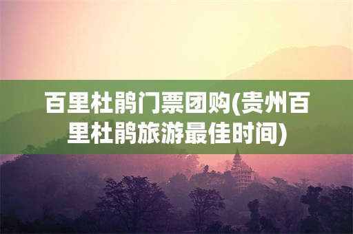 百里杜鹃门票团购(贵州百里杜鹃旅游最佳时间)