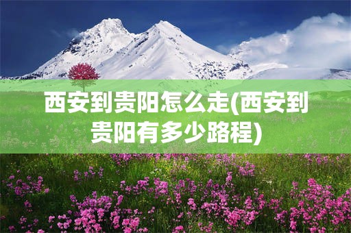 西安到贵阳怎么走(西安到贵阳有多少路程)
