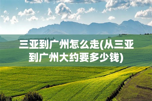三亚到广州怎么走(从三亚到广州大约要多少钱)