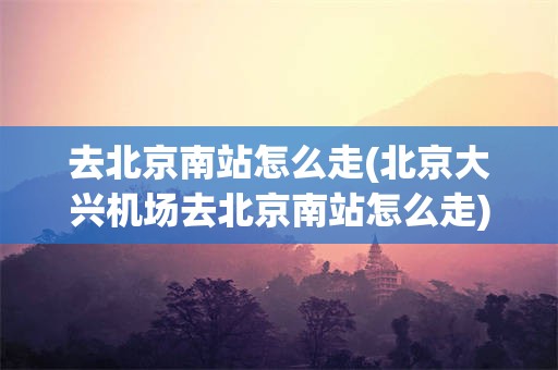 去北京南站怎么走(北京大兴机场去北京南站怎么走)