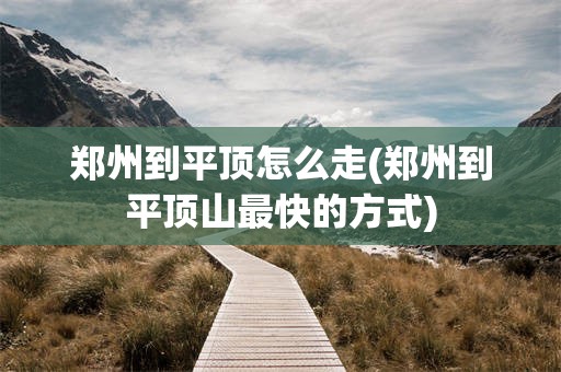 郑州到平顶怎么走(郑州到平顶山最快的方式)