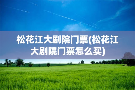 松花江大剧院门票(松花江大剧院门票怎么买)