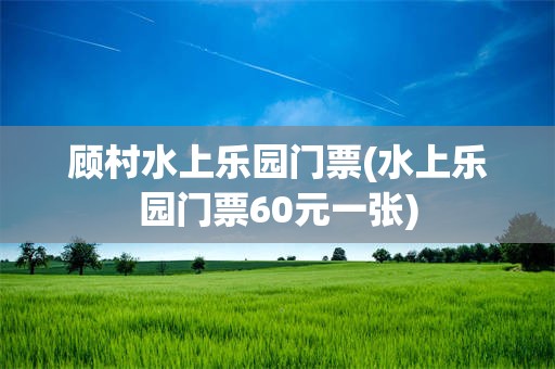 顾村水上乐园门票(水上乐园门票60元一张)