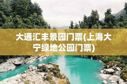 大通汇丰景园门票(上海大宁绿地公园门票)