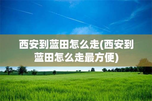 西安到蓝田怎么走(西安到蓝田怎么走最方便)