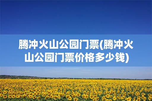 腾冲火山公园门票(腾冲火山公园门票价格多少钱)