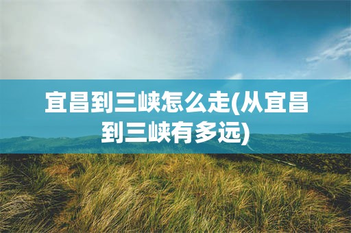 宜昌到三峡怎么走(从宜昌到三峡有多远)