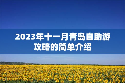 2023年十一月青岛自助游攻略的简单介绍