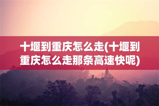 十堰到重庆怎么走(十堰到重庆怎么走那条高速快呢)