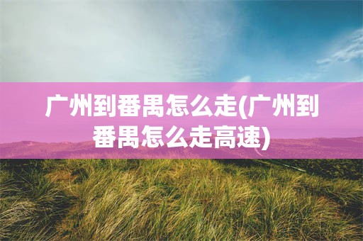 广州到番禺怎么走(广州到番禺怎么走高速)