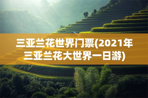 三亚兰花世界门票(2021年三亚兰花大世界一日游)