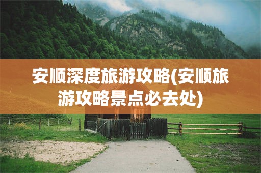 安顺深度旅游攻略(安顺旅游攻略景点必去处)