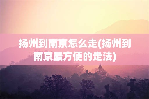 扬州到南京怎么走(扬州到南京最方便的走法)