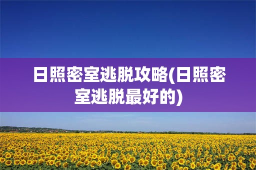 日照密室逃脱攻略(日照密室逃脱最好的)