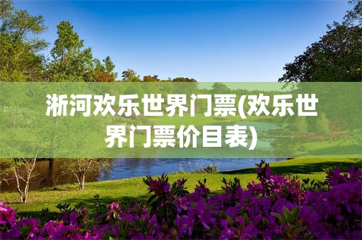 淅河欢乐世界门票(欢乐世界门票价目表)