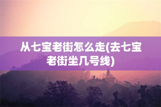 从七宝老街怎么走(去七宝老街坐几号线)