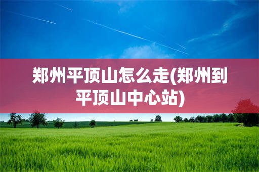 郑州平顶山怎么走(郑州到平顶山中心站)