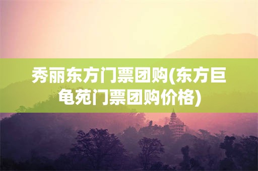 秀丽东方门票团购(东方巨龟苑门票团购价格)