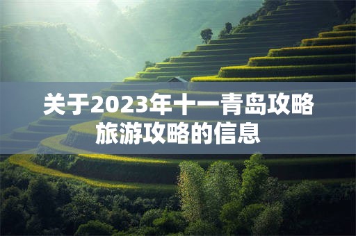 关于2023年十一青岛攻略旅游攻略的信息