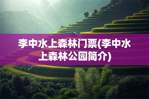 李中水上森林门票(李中水上森林公园简介)