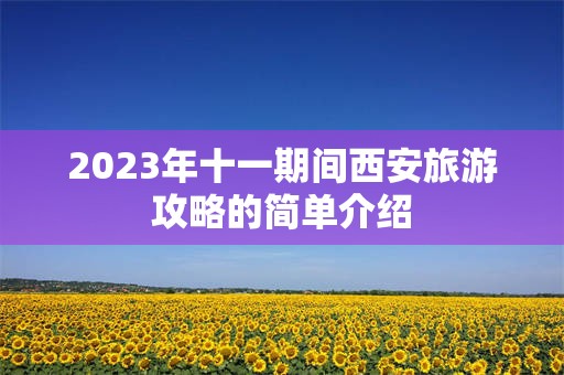 2023年十一期间西安旅游攻略的简单介绍