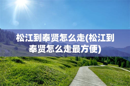 松江到奉贤怎么走(松江到奉贤怎么走最方便)